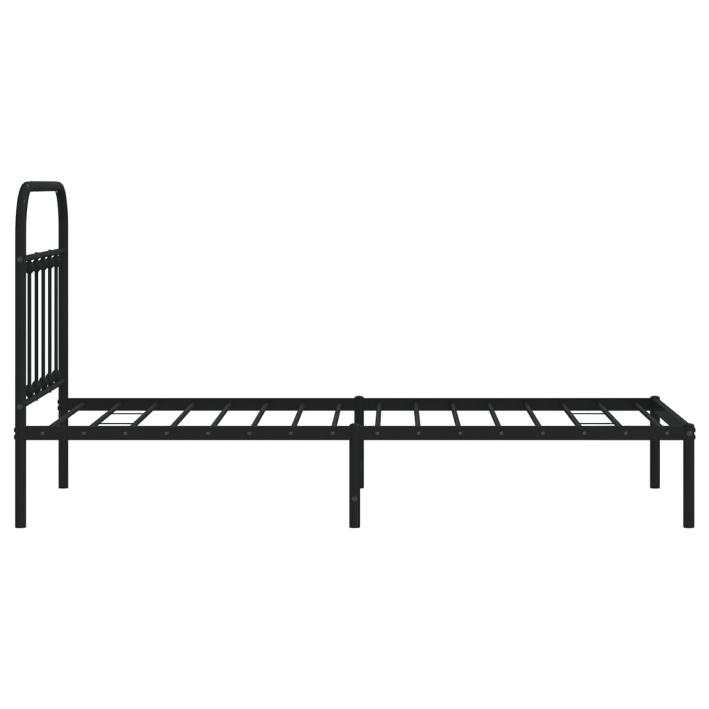 Bed frame with headboard metal black 90x200 cm