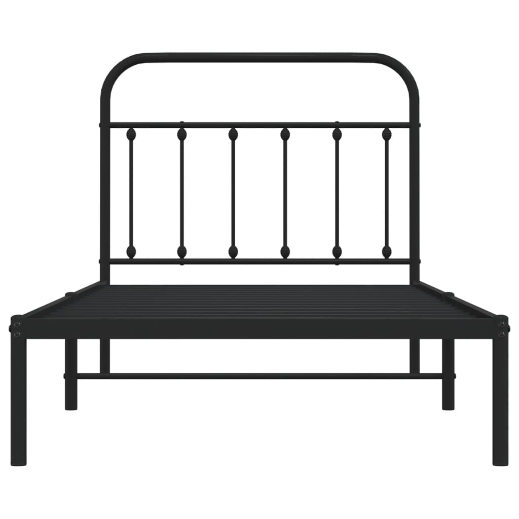 Bed frame with headboard metal black 100x190 cm
