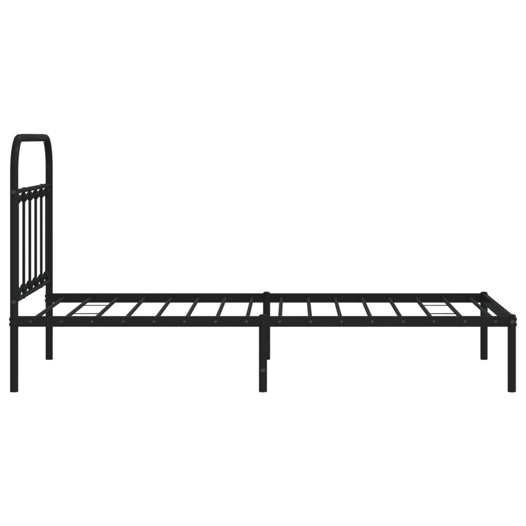 Bed frame with headboard metal black 100x190 cm
