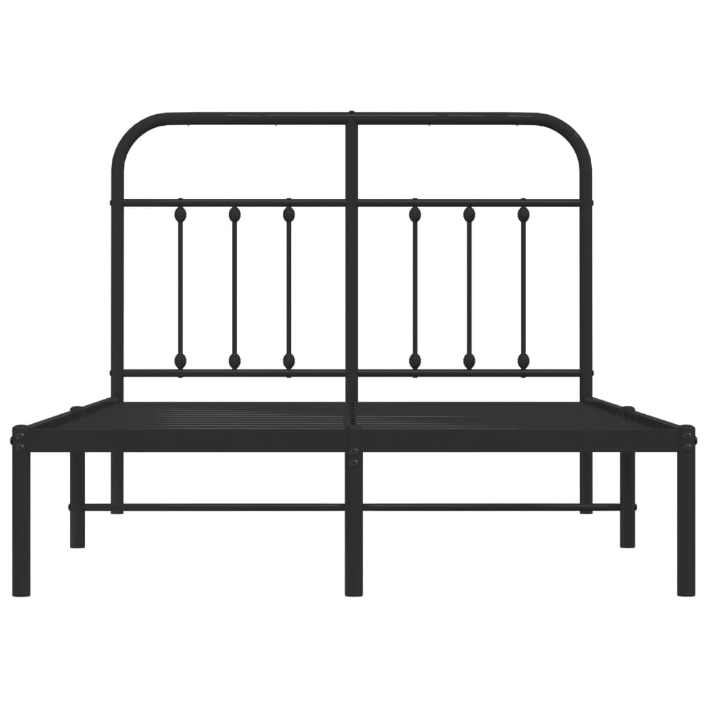 Bed frame with headboard metal black 120x190 cm