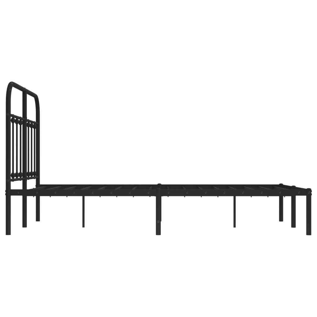 Bed frame with headboard metal black 120x190 cm