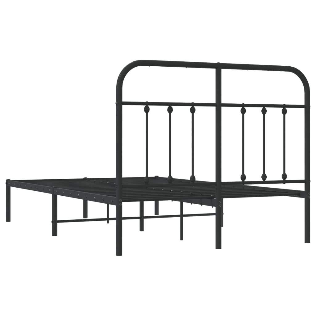 Bed frame with headboard metal black 120x190 cm