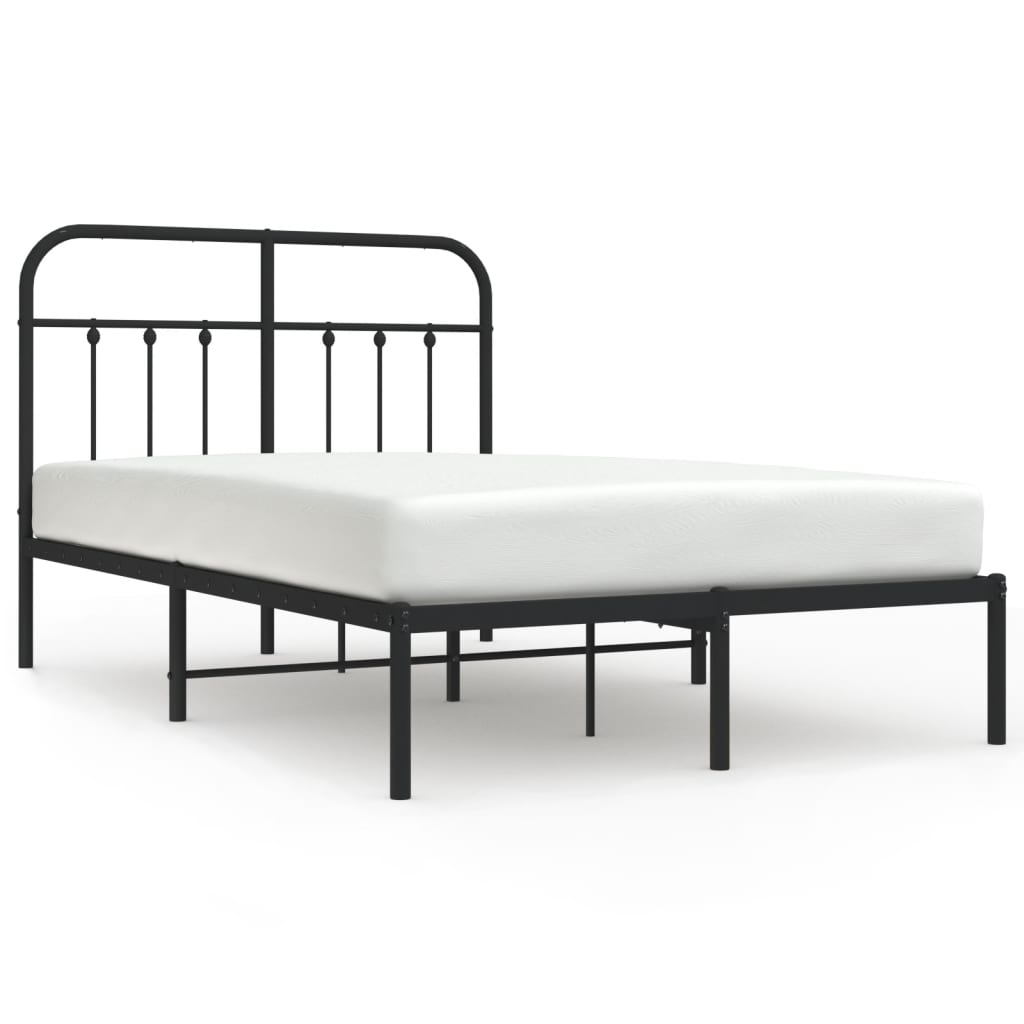 Bed frame with headboard metal black 120x200 cm