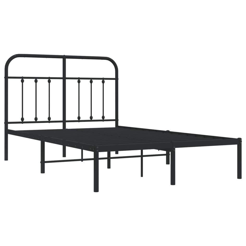 Bed frame with headboard metal black 120x200 cm