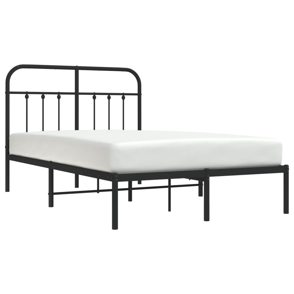 Bed frame with headboard metal black 120x200 cm
