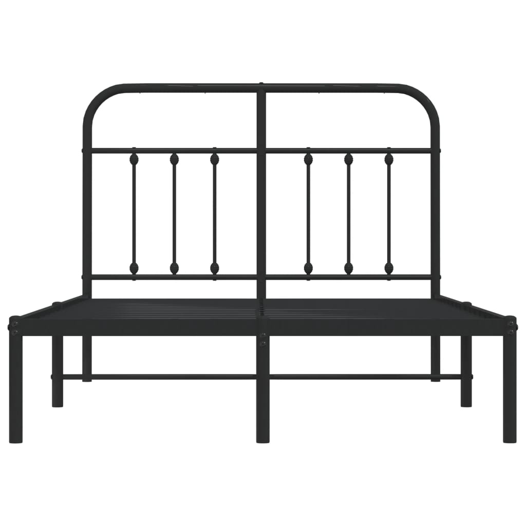 Bed frame with headboard metal black 120x200 cm