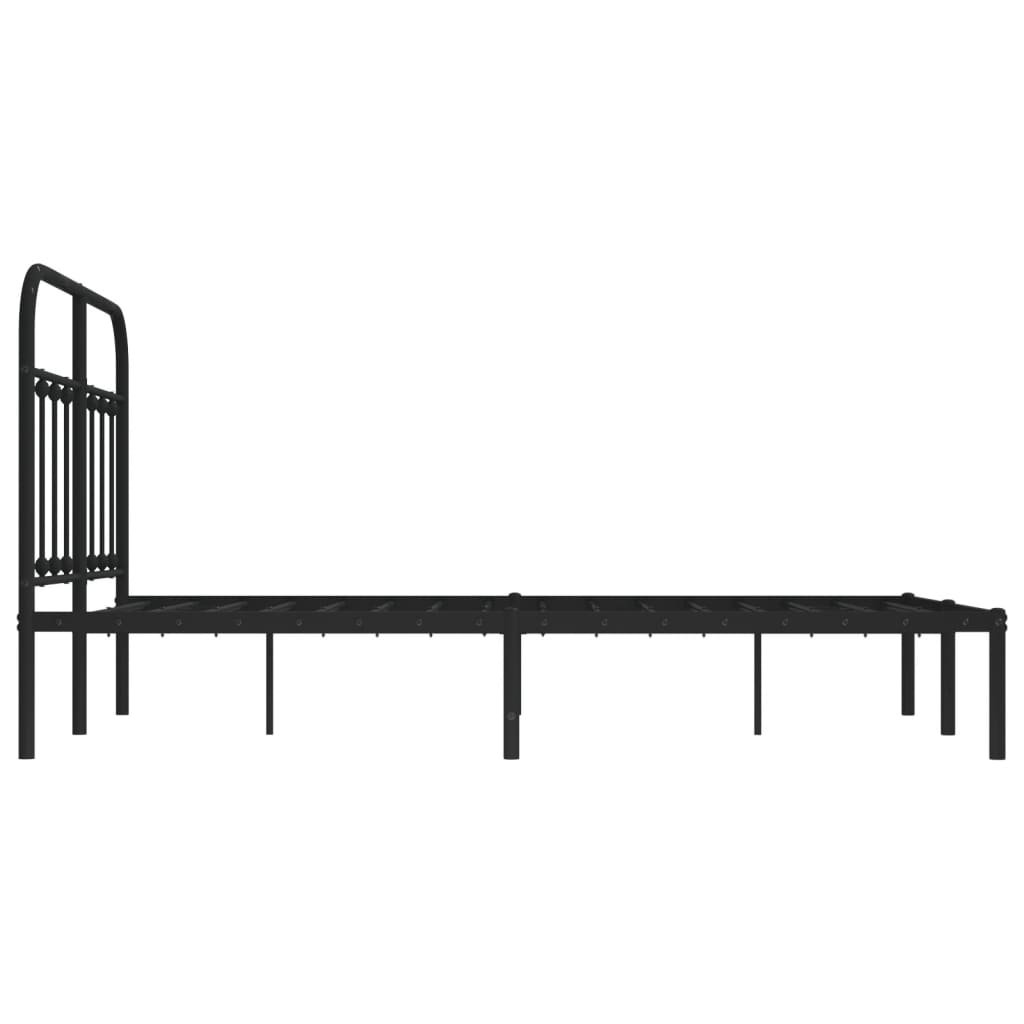 Bed frame with headboard metal black 120x200 cm