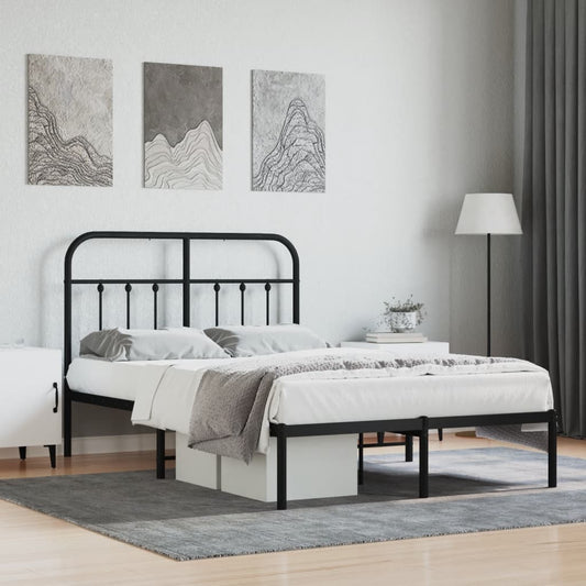 Bed frame with headboard metal black 120x200 cm