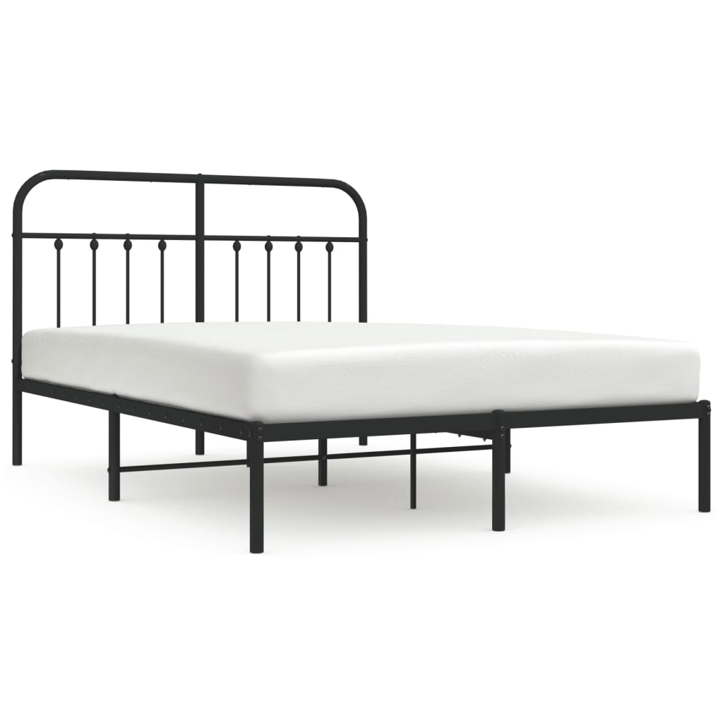 Bed frame with headboard metal black 140x190 cm