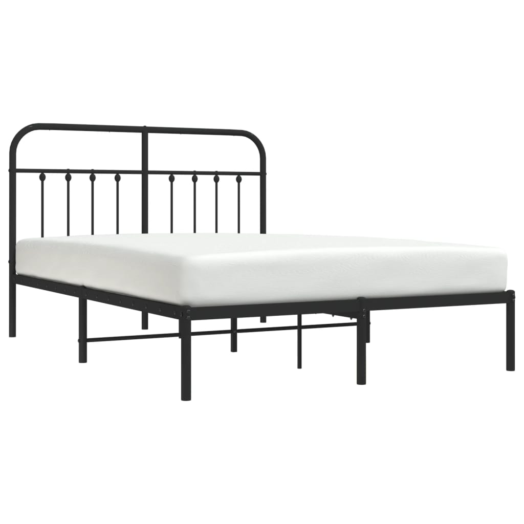 Bed frame with headboard metal black 140x190 cm