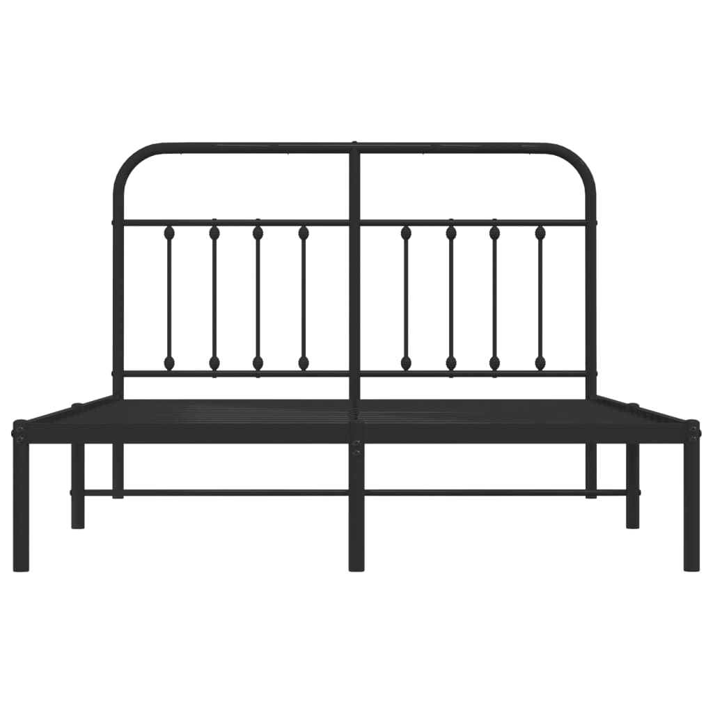 Bed frame with headboard metal black 140x190 cm