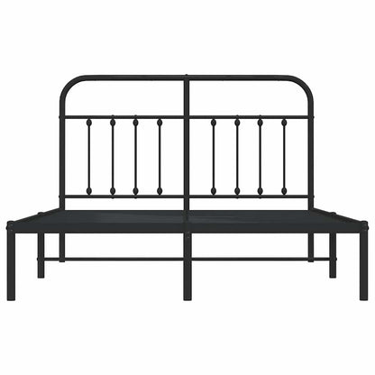 Bettgestell mit Kopfteil Metall Schwarz 140x190 cm