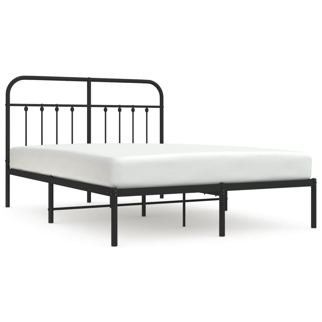 Bed frame with headboard metal black 140x200 cm