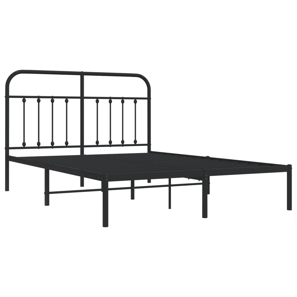 Bed frame with headboard metal black 140x200 cm