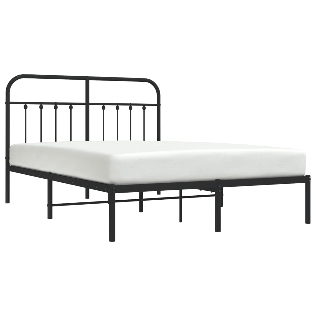 Bed frame with headboard metal black 140x200 cm