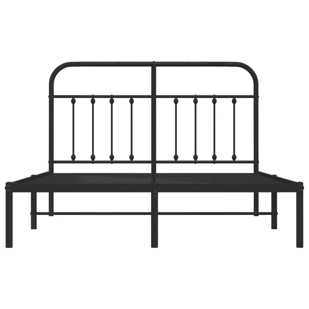 Bed frame with headboard metal black 140x200 cm