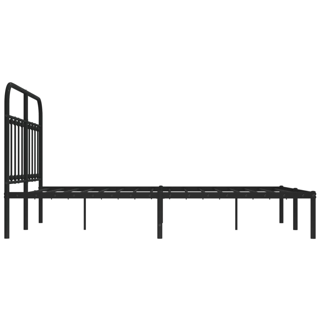 Bed frame with headboard metal black 140x200 cm