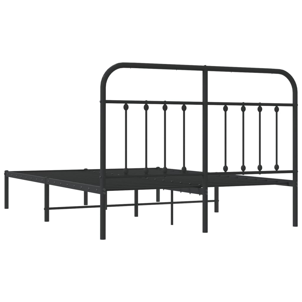 Bed frame with headboard metal black 140x200 cm