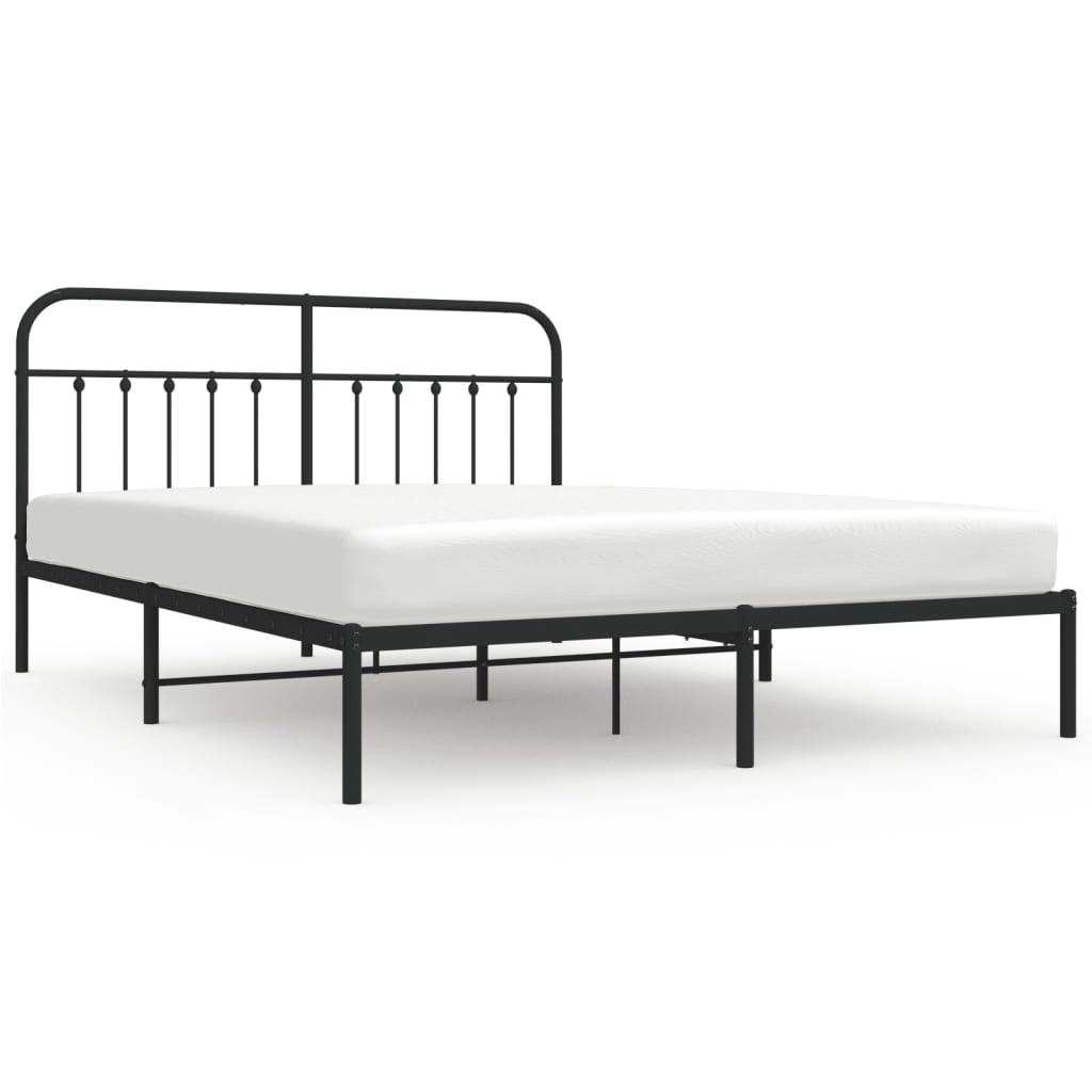 Bed frame with headboard metal black 183x213 cm