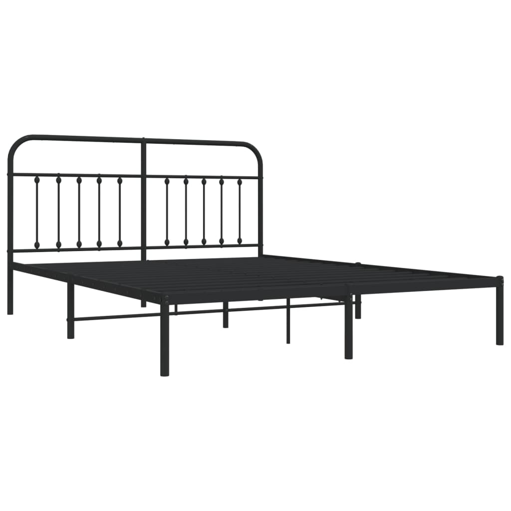 Bed frame with headboard metal black 183x213 cm