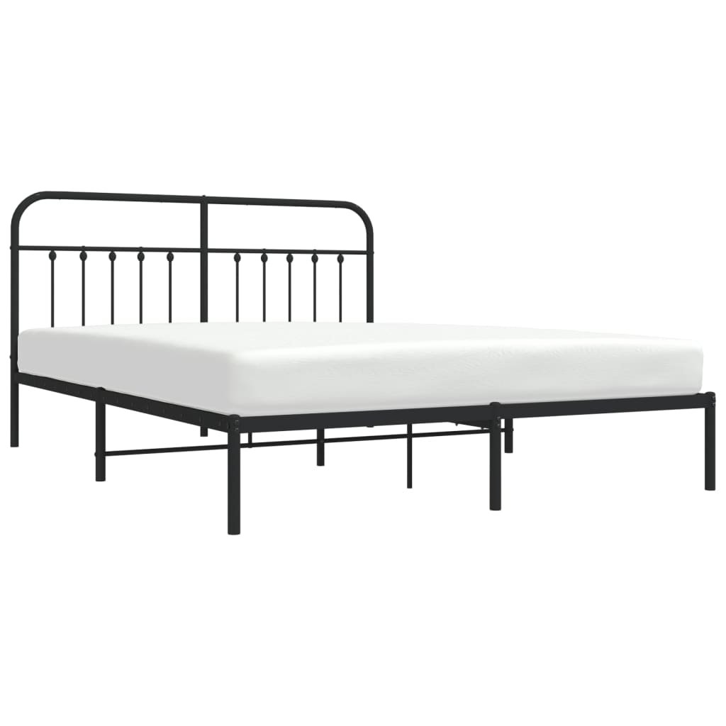 Bed frame with headboard metal black 183x213 cm