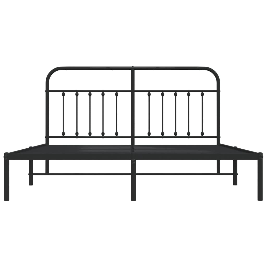 Bed frame with headboard metal black 183x213 cm