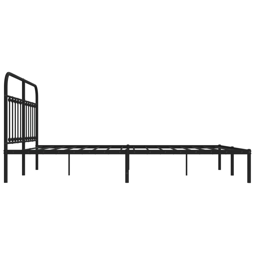 Bed frame with headboard metal black 183x213 cm
