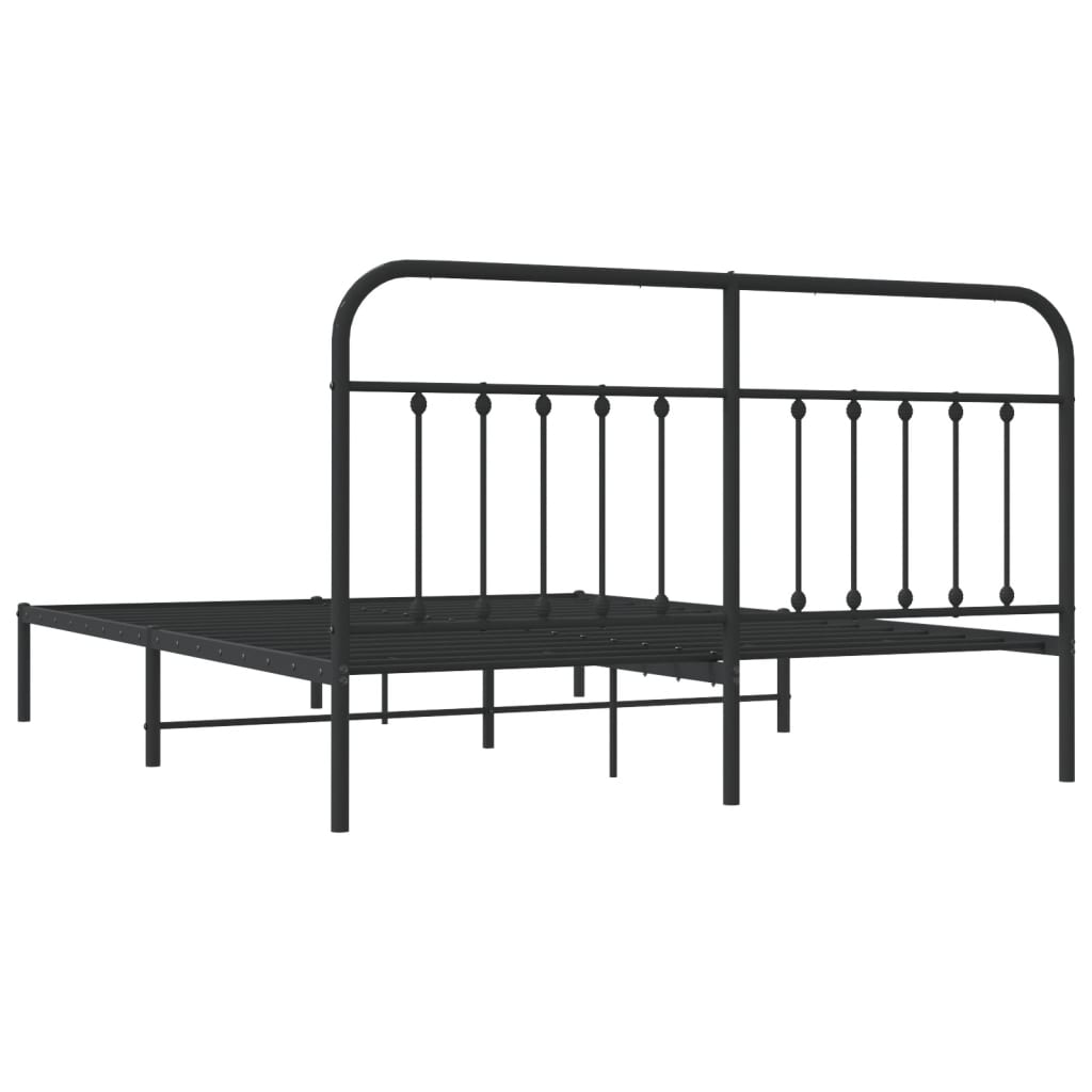 Bed frame with headboard metal black 183x213 cm