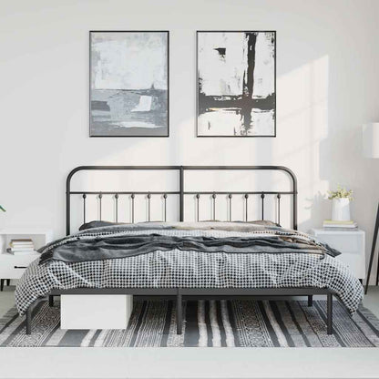 Bettgestell mit Kopfteil Metall Schwarz 193x203 cm