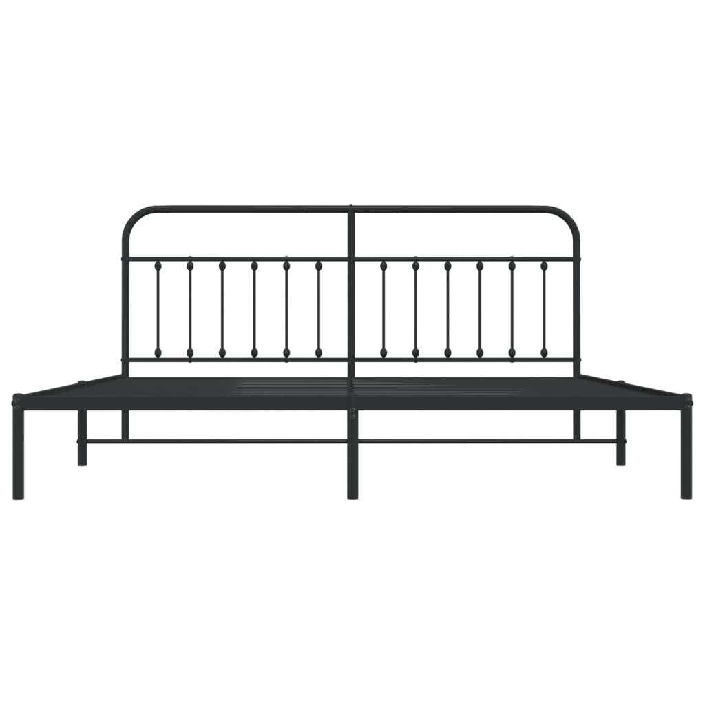 Bed frame with headboard metal black 193x203 cm