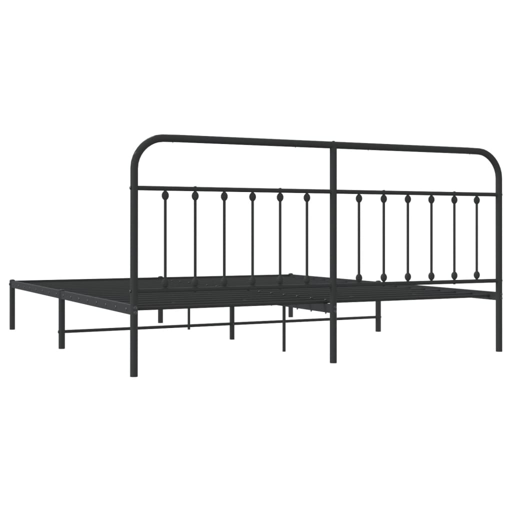 Bed frame with headboard metal black 193x203 cm