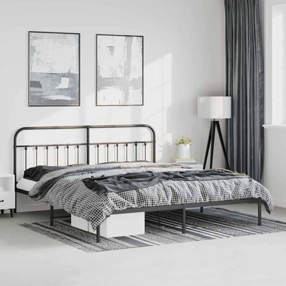 Bettgestell mit Kopfteil Metall Schwarz 193x203 cm
