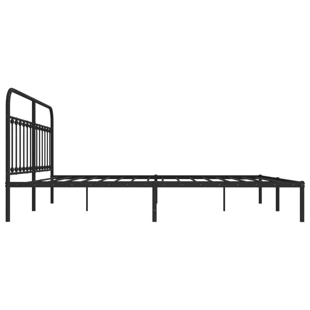 Bed frame with headboard metal black 200x200 cm