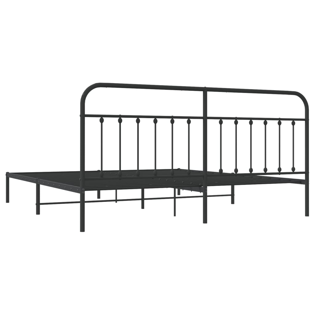 Bed frame with headboard metal black 200x200 cm