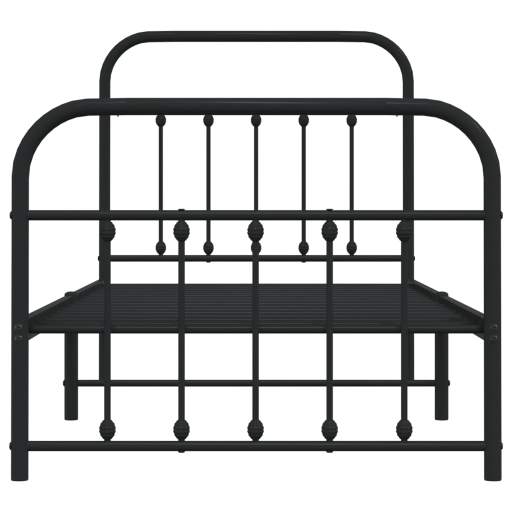 Bed frame with head and footboard metal black 90x190 cm