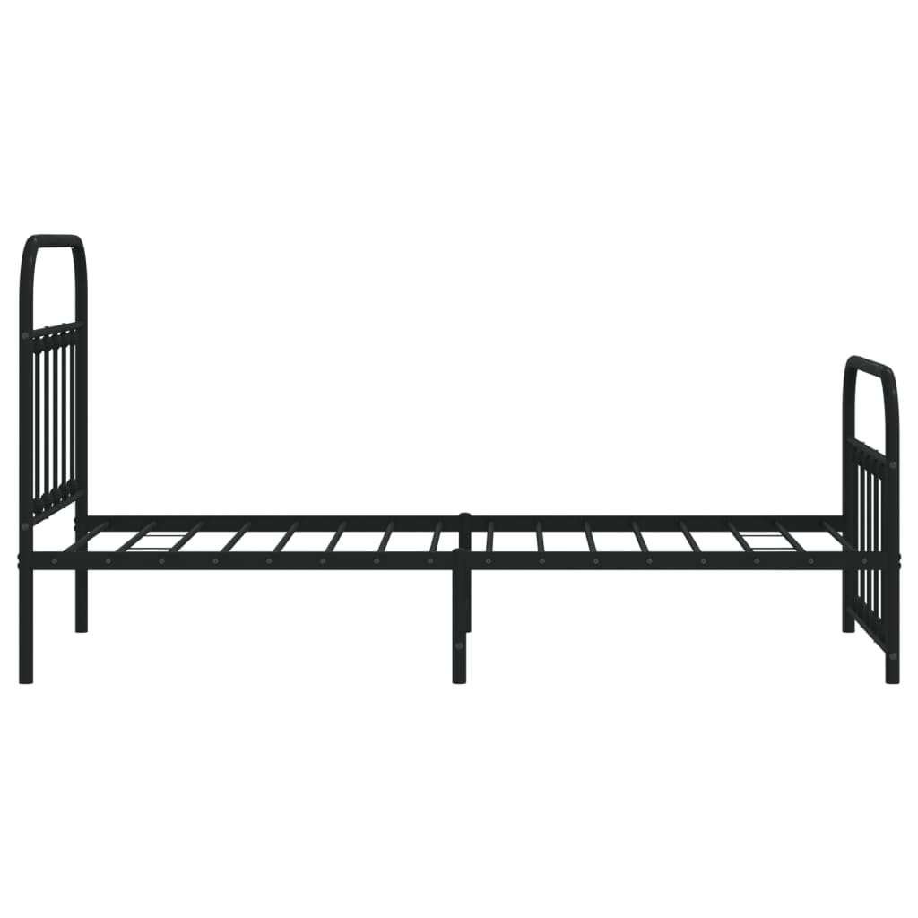 Bed frame with head and footboard metal black 90x190 cm