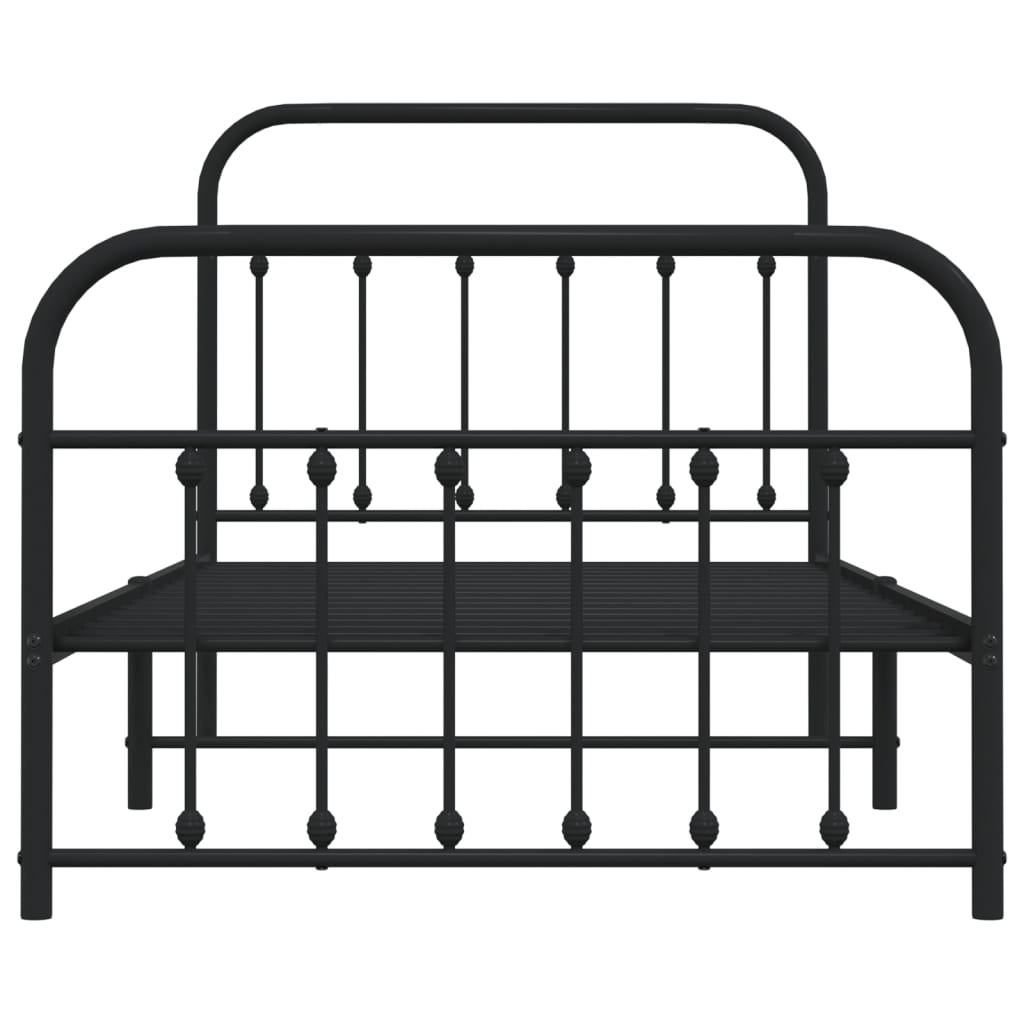 Bed frame with head and footboard metal black 100x190 cm
