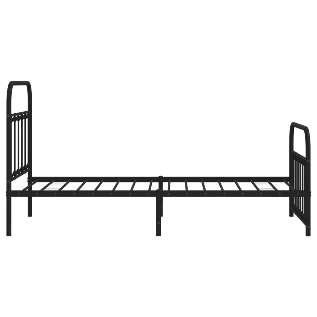 Bed frame with head and footboard metal black 100x190 cm