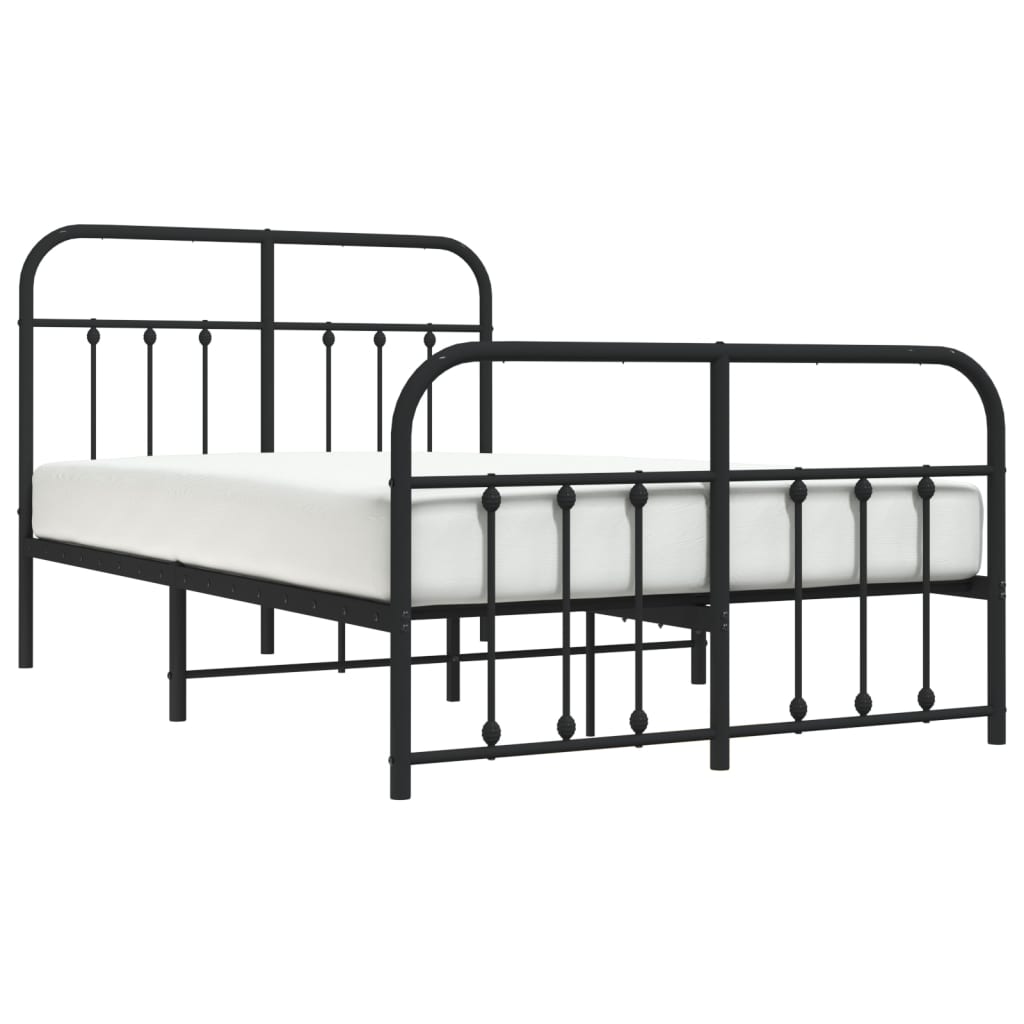Bed frame with head and footboard metal black 120x190 cm