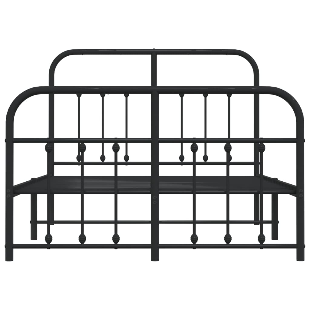 Bed frame with head and footboard metal black 120x190 cm