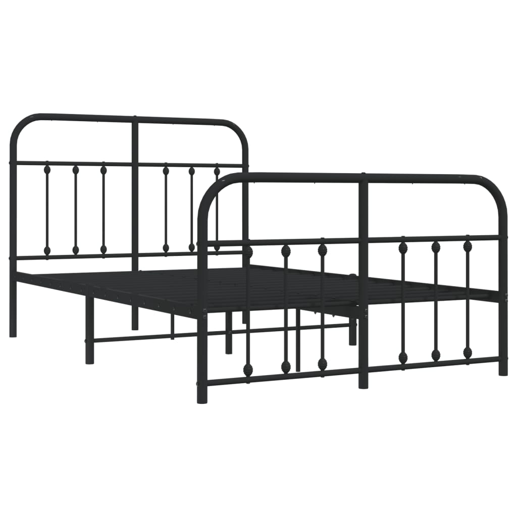 Bed frame with head and footboard metal black 120x200 cm