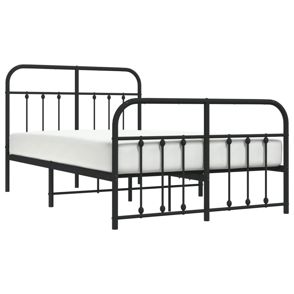 Bed frame with head and footboard metal black 120x200 cm
