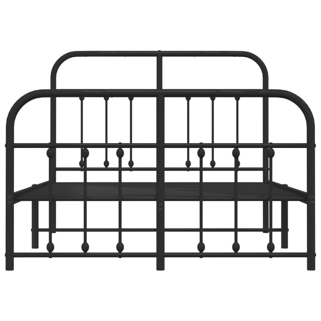 Bed frame with head and footboard metal black 120x200 cm
