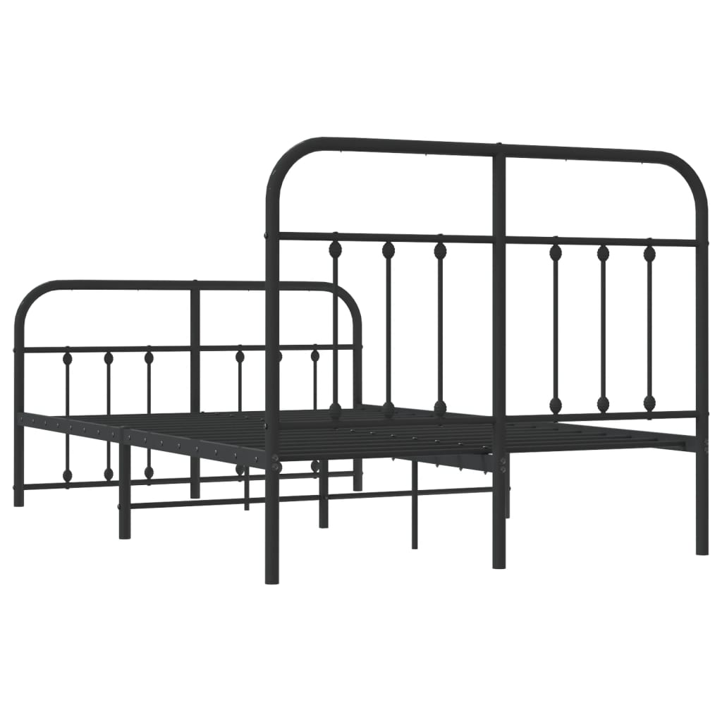 Bed frame with head and footboard metal black 120x200 cm