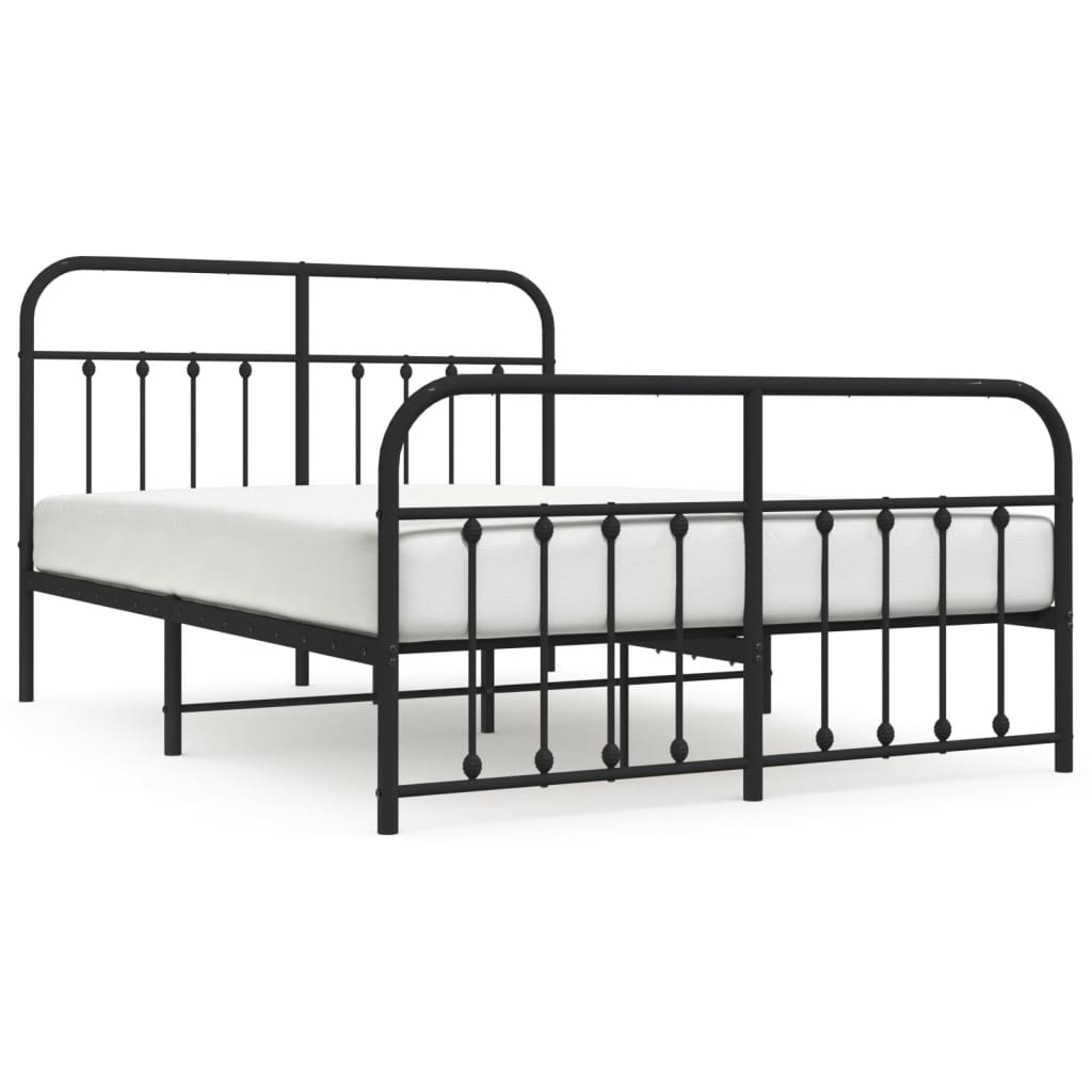 Bed frame with head and footboard metal black 140x200 cm