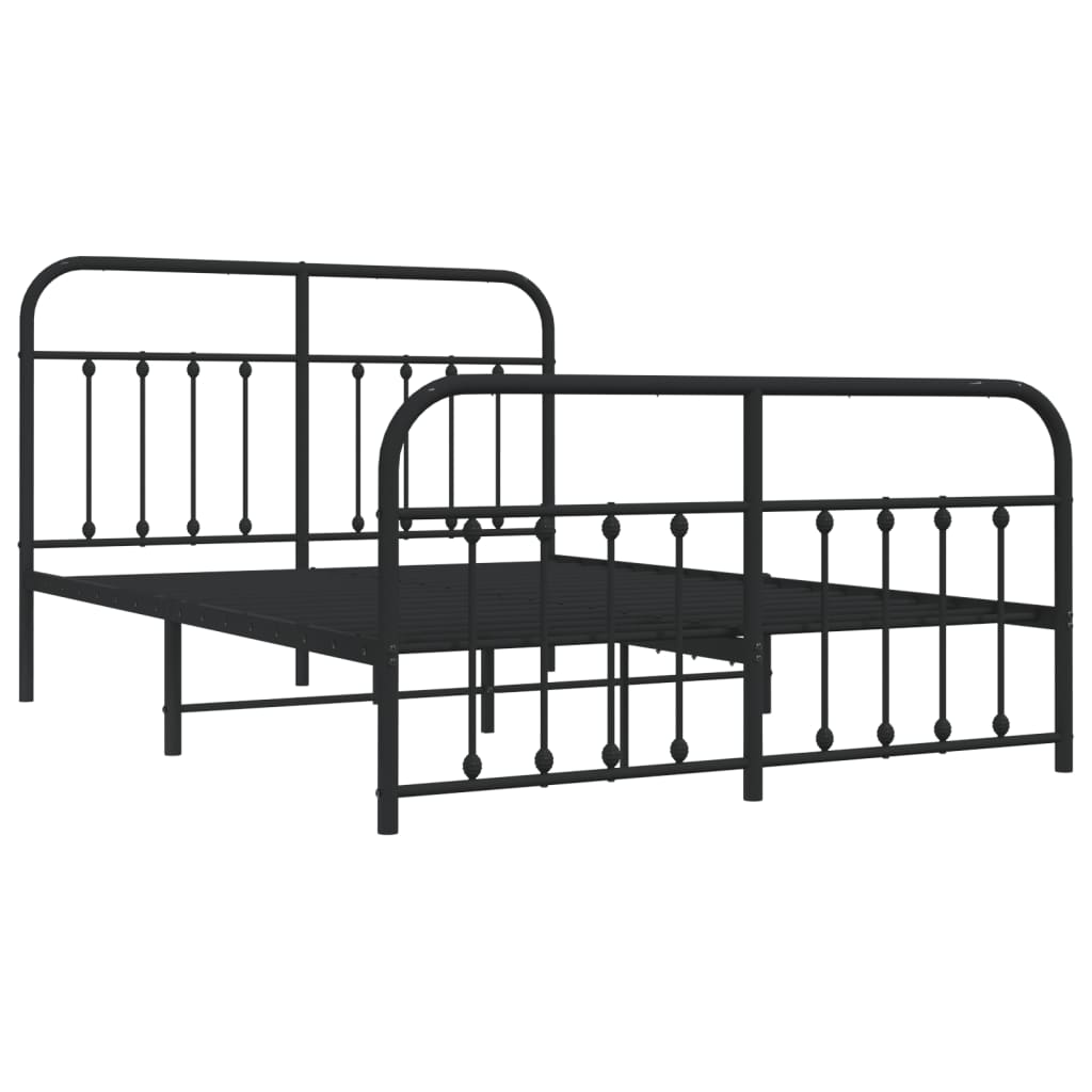 Bed frame with head and footboard metal black 140x200 cm