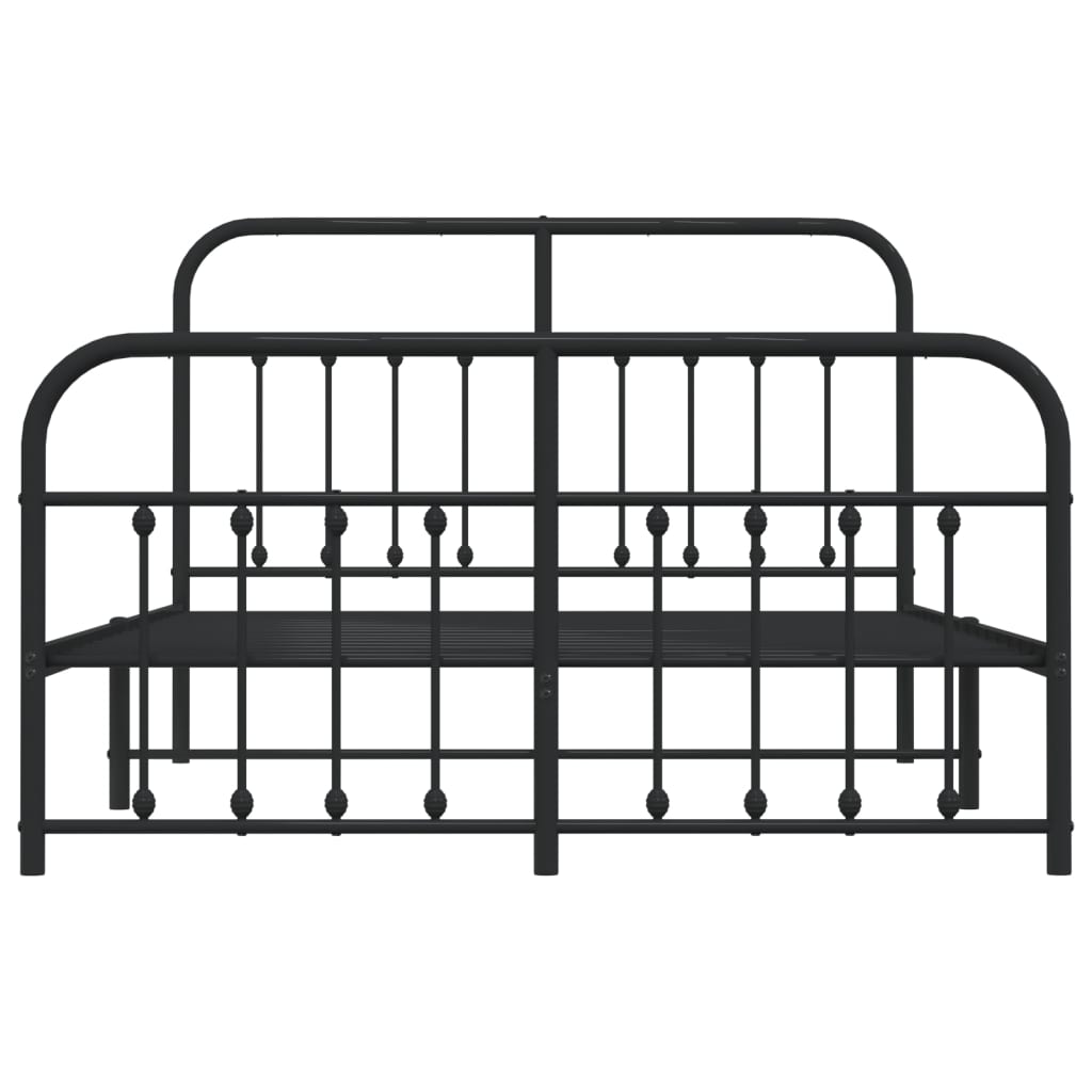 Bed frame with head and footboard metal black 140x200 cm