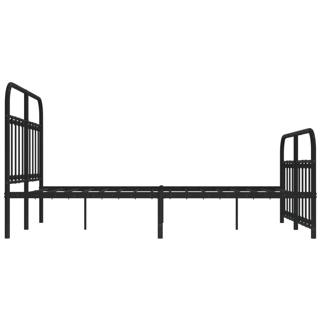 Bed frame with head and footboard metal black 140x200 cm