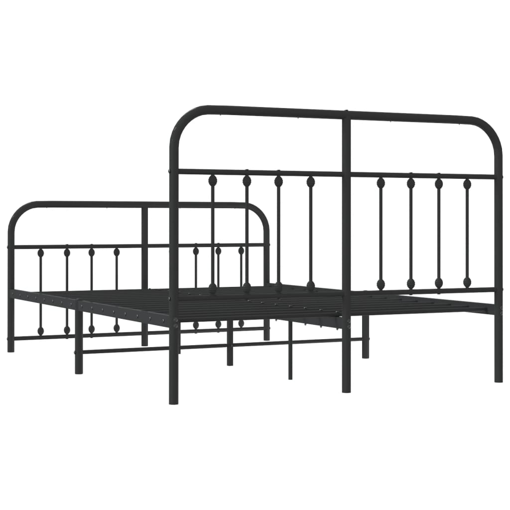 Bed frame with head and footboard metal black 140x200 cm