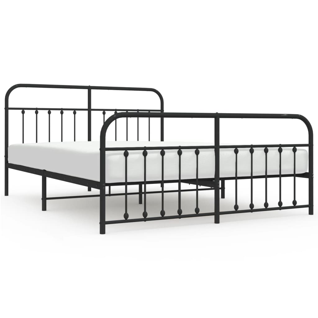 Bed frame with head and footboard metal black 183x213 cm